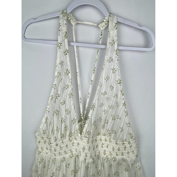 Intimately Free People Happy Hour Mini Slip Womens XL Ivory Green Tiered Smocked - Picture 4 of 15